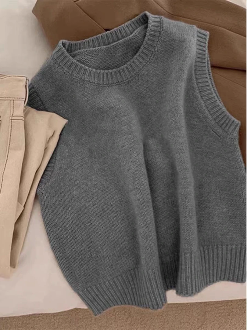 针织马甲女款无袖背心套头韩版外搭套头毛衣8013