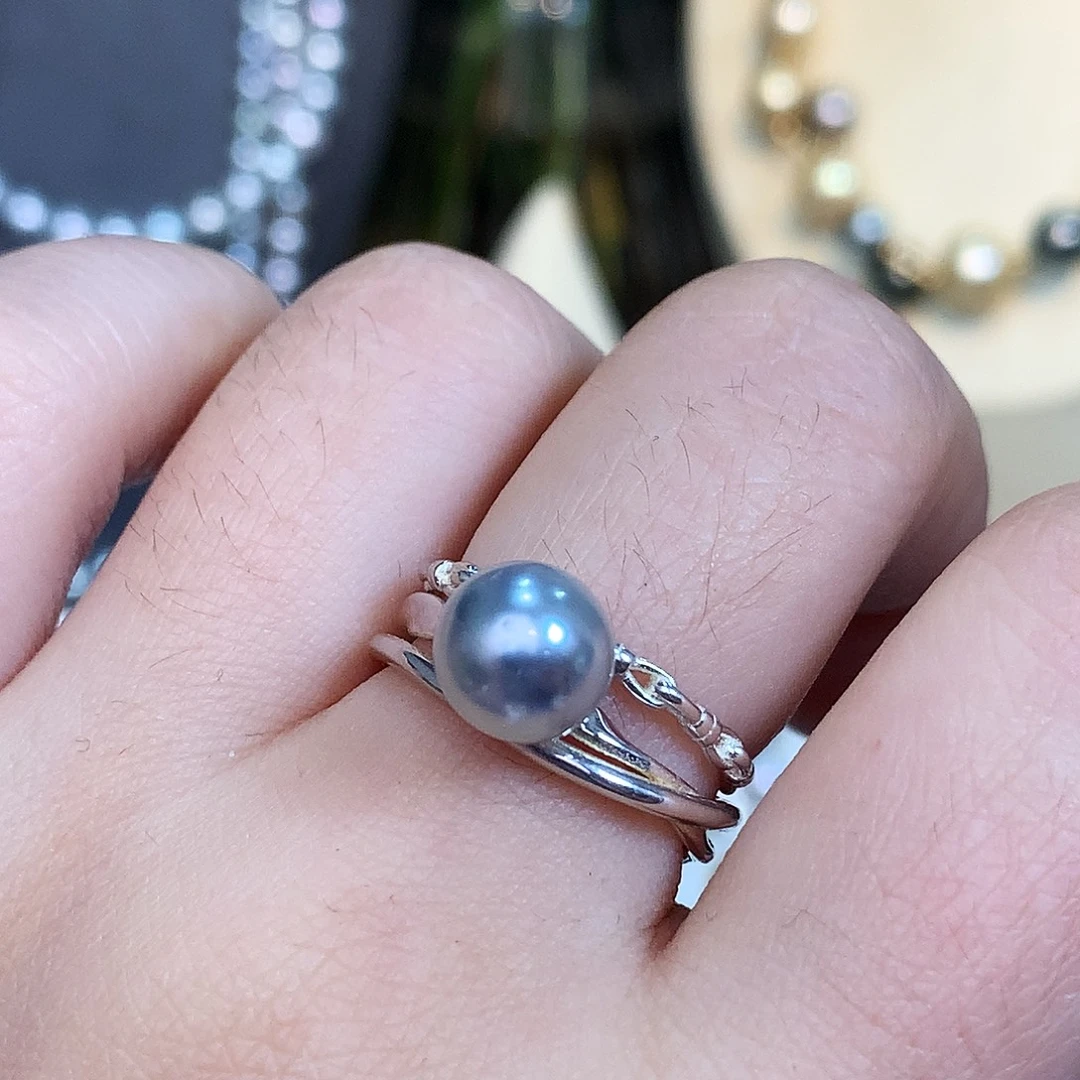 海水珍珠银S925镶嵌戒指