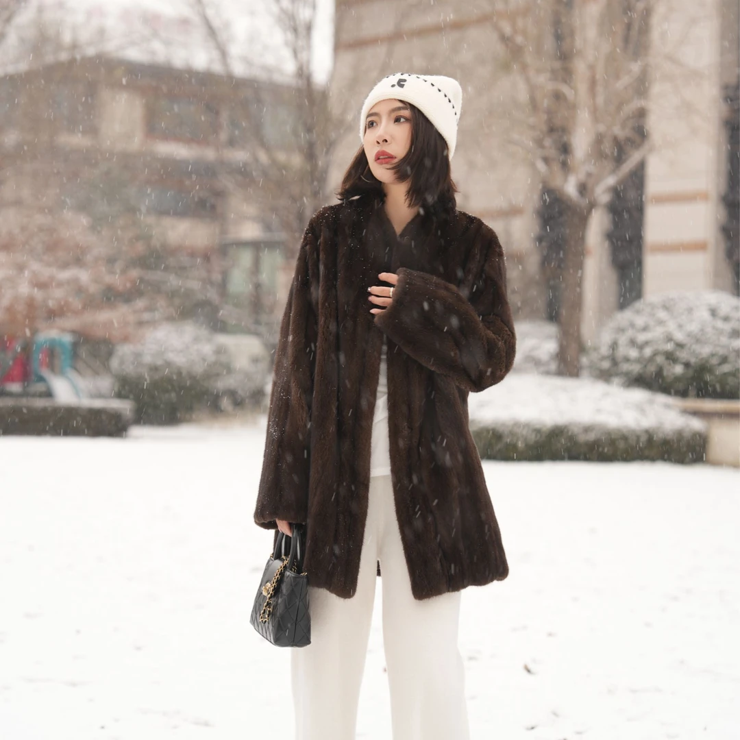 「小寒」全抽刀美国AME宝嘉美紫金短二皇冠天鹅绒水貂外套新品