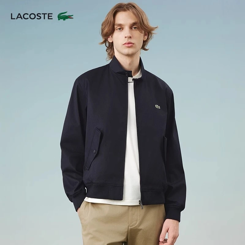 LACOSTE法国鳄鱼男装老钱风立领拉链哈灵顿夹克外套|BH1172