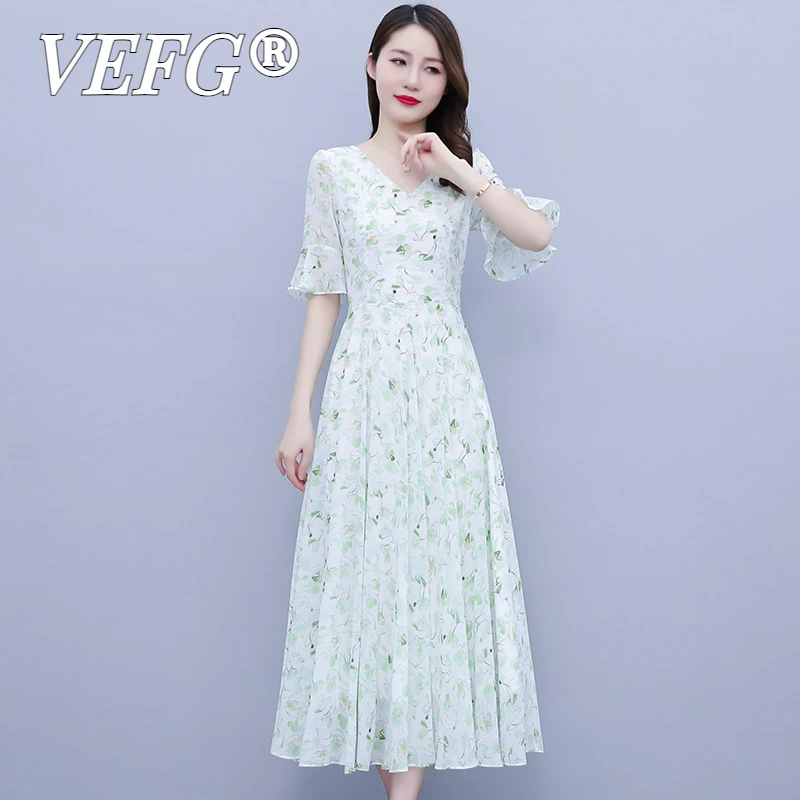 VEFG雪纺碎花洋装女2025新款夏季高端长版高级感妈妈气质夏天长裙