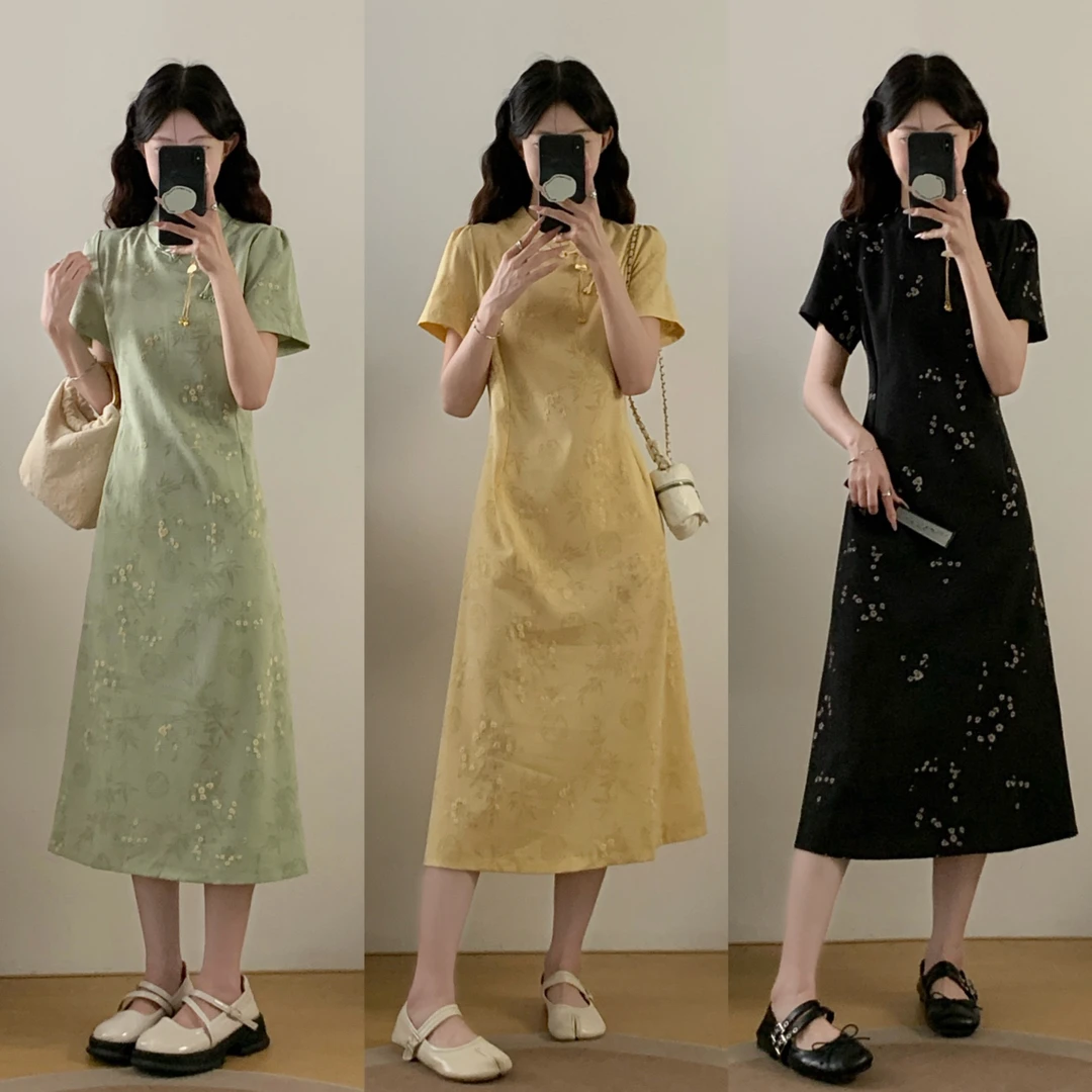 大码女装2025夏季新款年轻胖mm新中式显瘦轻国风改良旗袍裙连衣裙