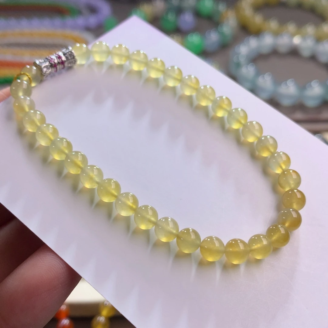 未镶嵌手链翡翠卡5 高冰纯净柠檬黄