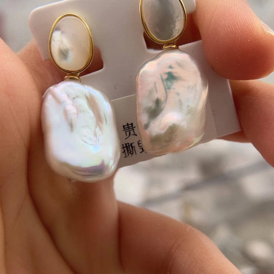 合金淡水珍珠耳饰