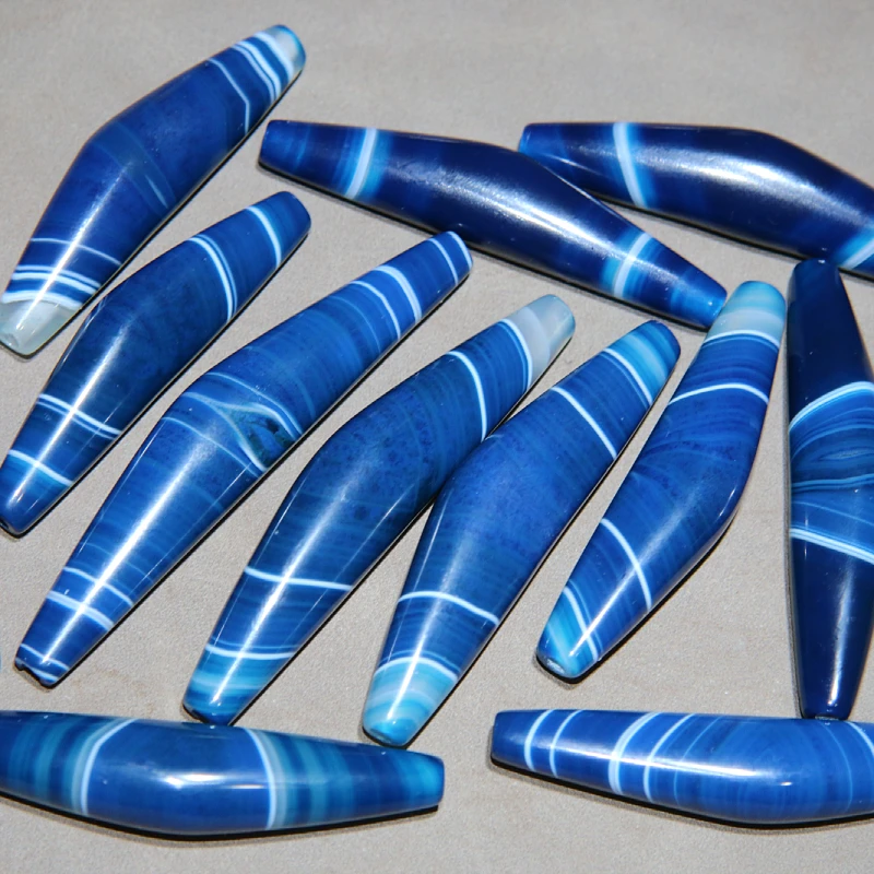 缠丝玛瑙蓝色光面大号牛角 多款可选 diy饰品锁骨珠吊坠项链配珠