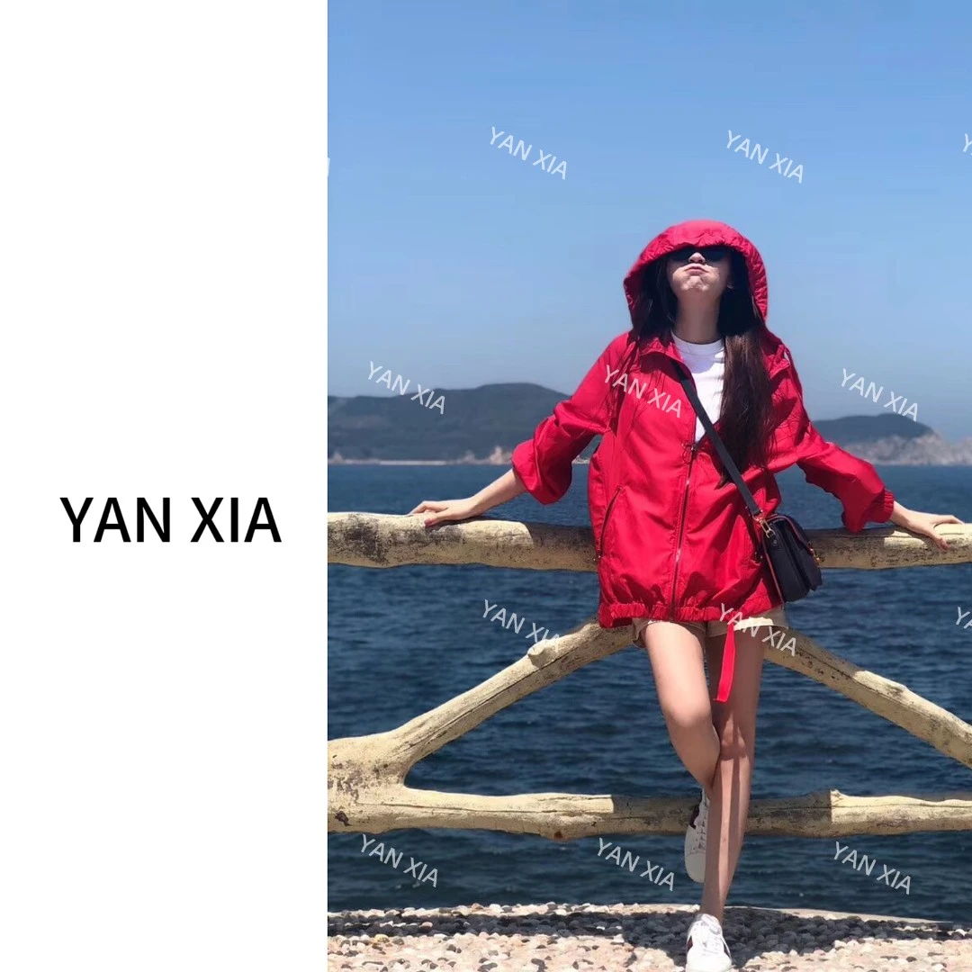 巨高级 小众极简百搭定制款 女士连帽休闲时尚风衣外套 大版W-505