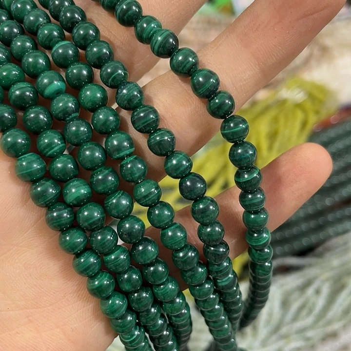 玛瑙/玉髓合金珠宝半成品一条5.8mm孔雀石圆珠