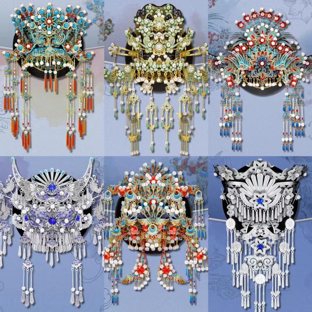 点翠凤冠冰箱贴十里红妆3D立体拼图金属拼装模型手工礼物送女生