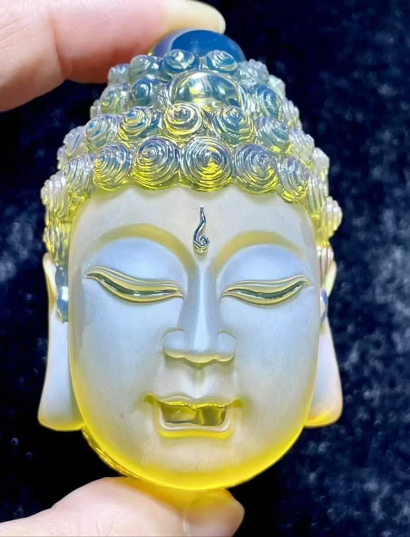 高蓝净水（释迦摩尼佛头）大师工，开脸端庄大气，46克66.8/42/30.2yq