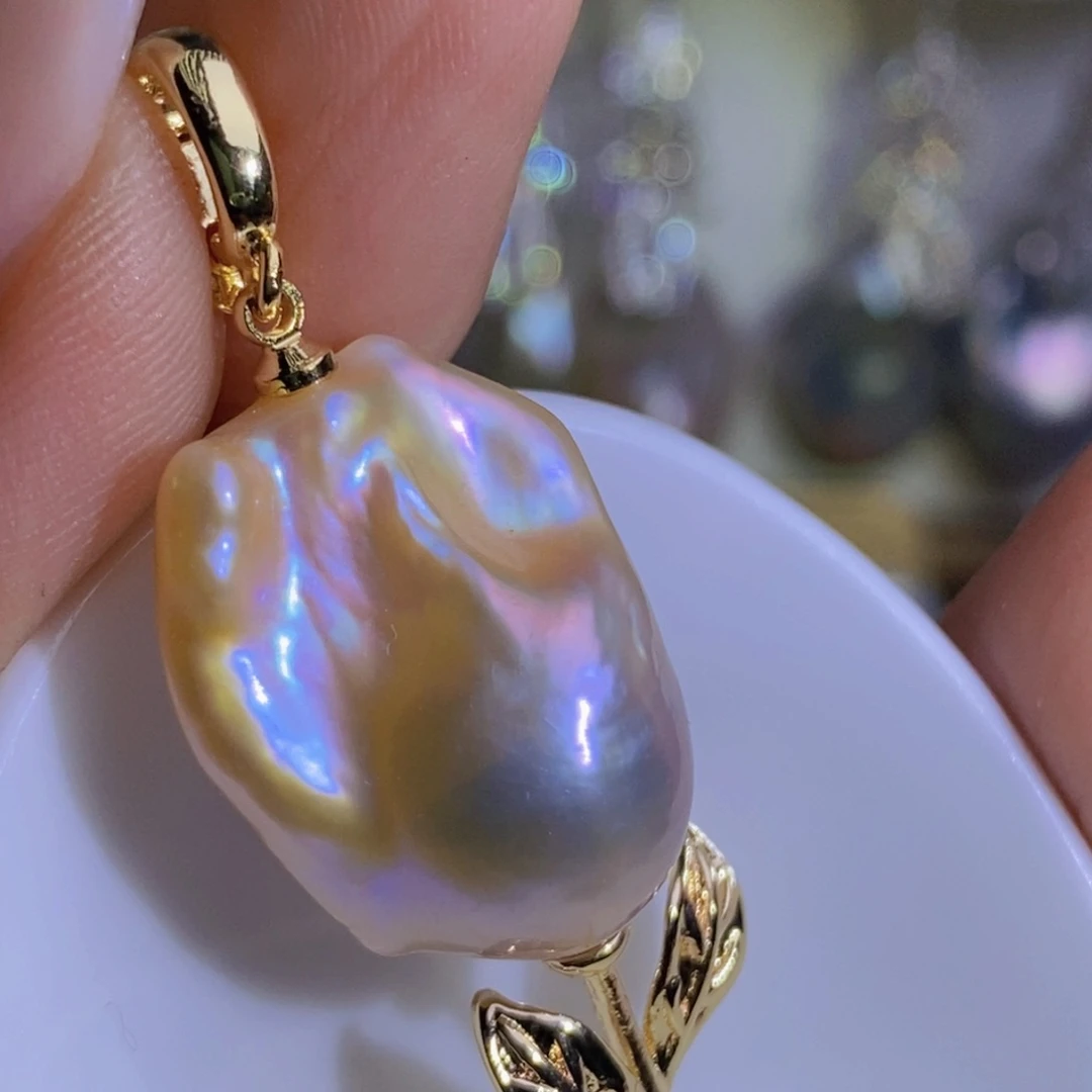 银S925镶嵌天然淡水珍珠淡水珍珠