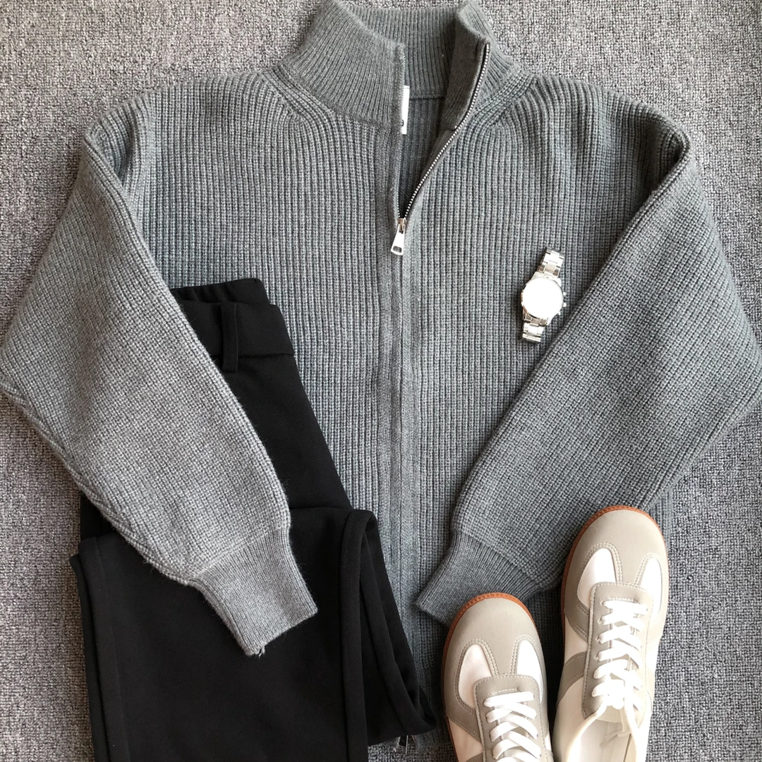 2025秋冬男士毛衣男新款加厚休闲立领针织衫拉链开衫外套百搭舒适