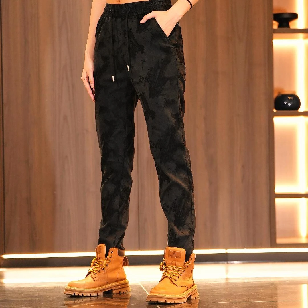 秋季新款高弹力国风山水提花棉弹男士修身版牛仔裤时尚百搭弹裤