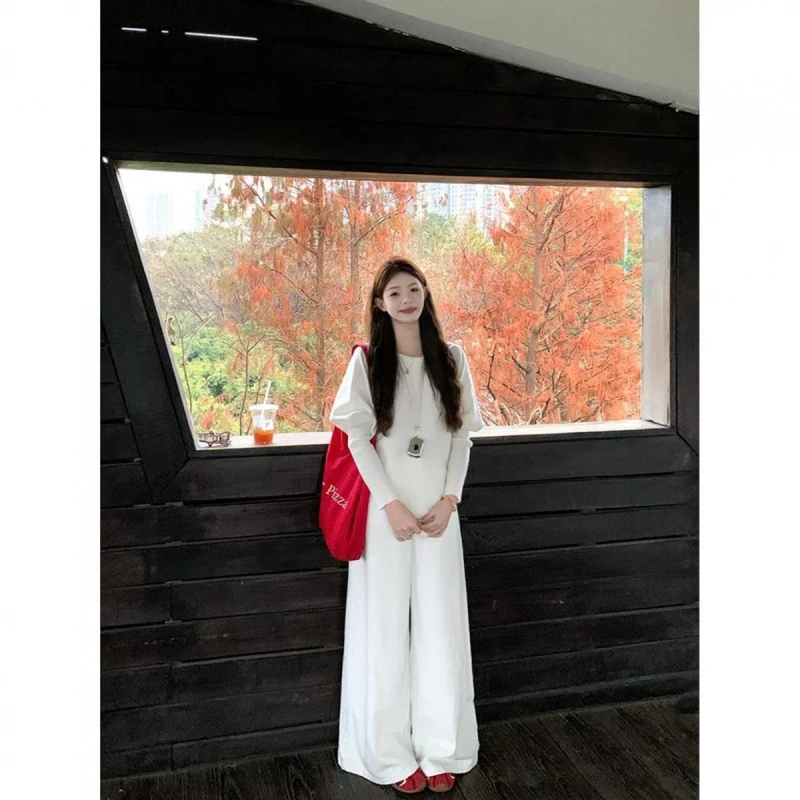 2025秋季新款慵懒风设计感百搭不规则针织衫高腰休闲裤时尚套装女