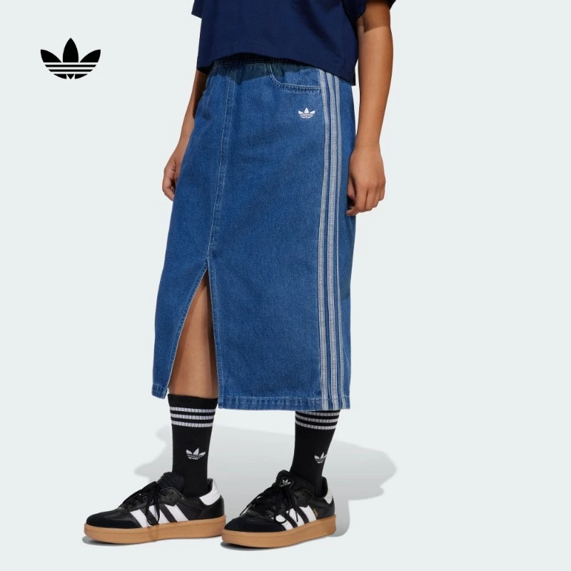 adidas阿迪达斯官方三叶草儿童装女大童欧若风牛仔半身裙 JC7879