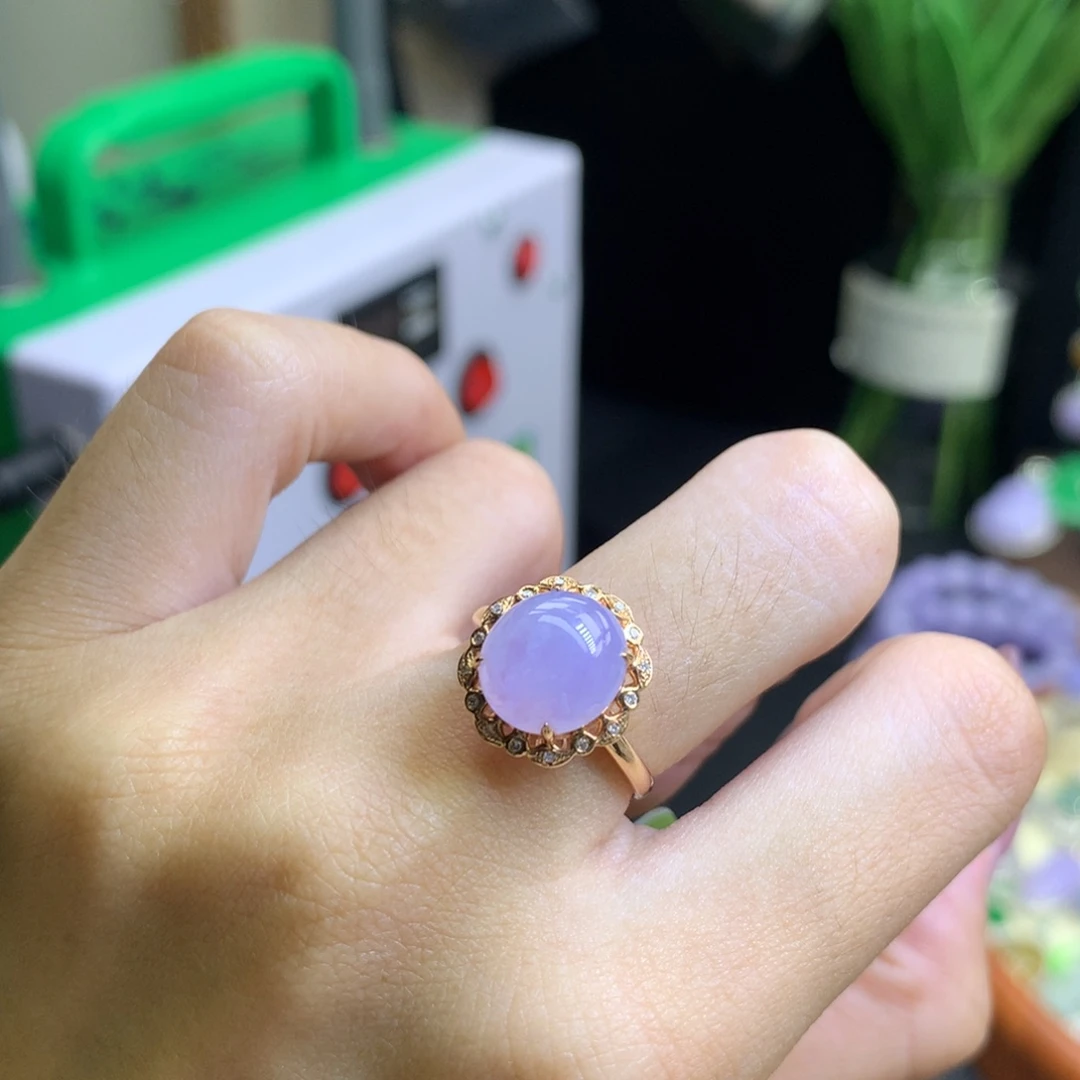 开***手翡翠18K金镶嵌颈饰