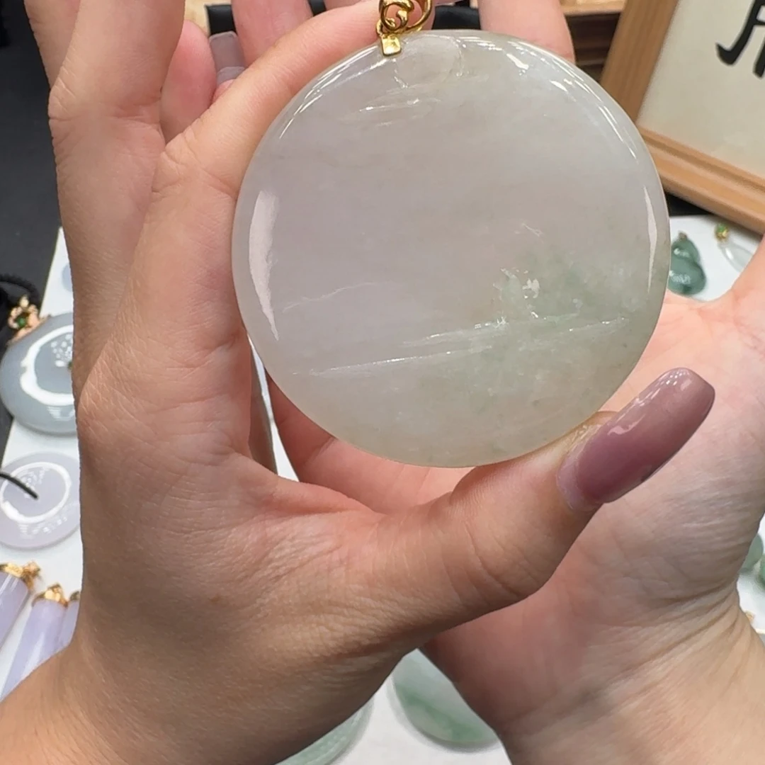 吊坠(不含链)18K金镶嵌翡翠