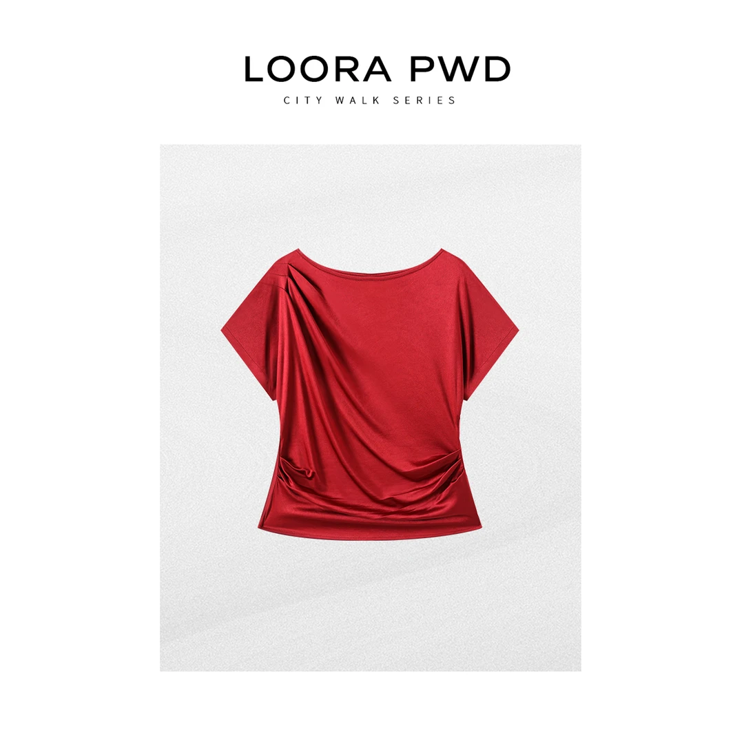 LOORAPWD/罗拉密码【醋酸】缎面气质T恤25CJBA0139N
