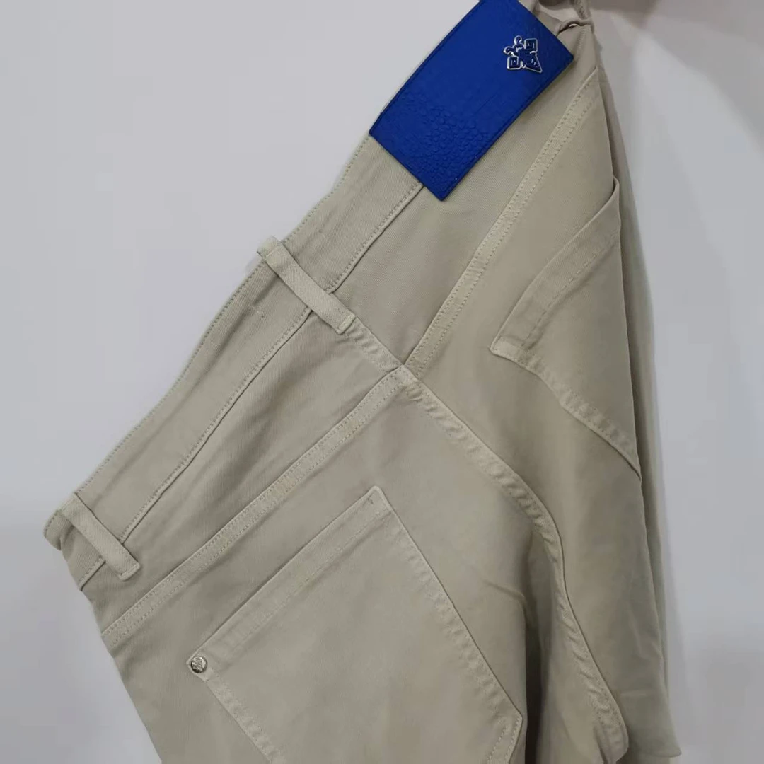 y066 夏季浅杏色经典男士直筒牛仔裤季新款高品质百搭水