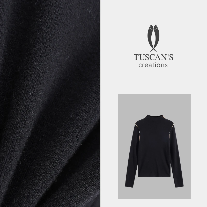 TUSCAN'S CREATIONS秋冬长袖半高领毛针织衫修身保毛衣打底衫