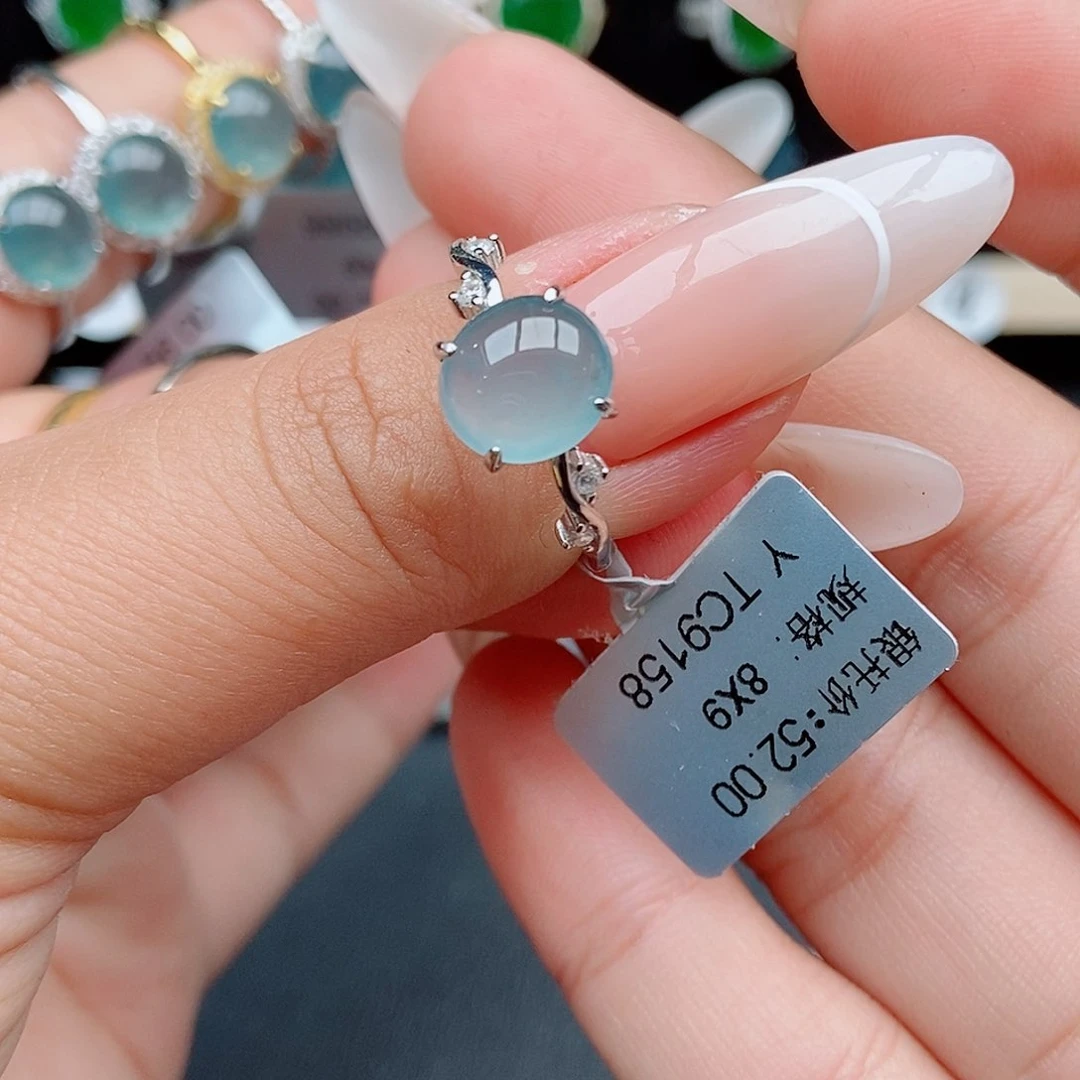 翡翠戒指银S925镶嵌72577