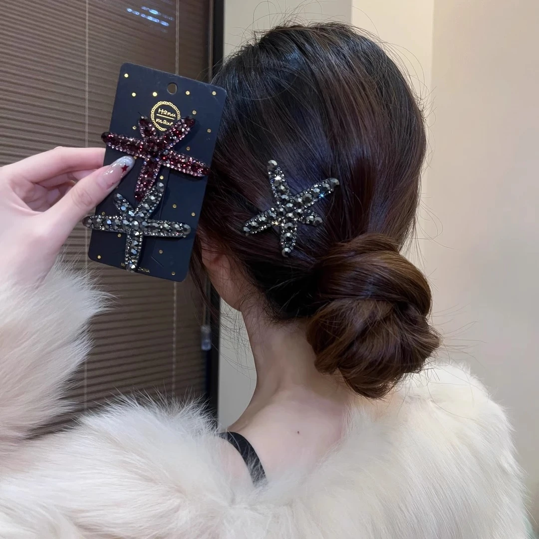 高级感时尚轻奢海星发夹女刘海边夹气质发卡后脑勺碎发一字夹头饰
