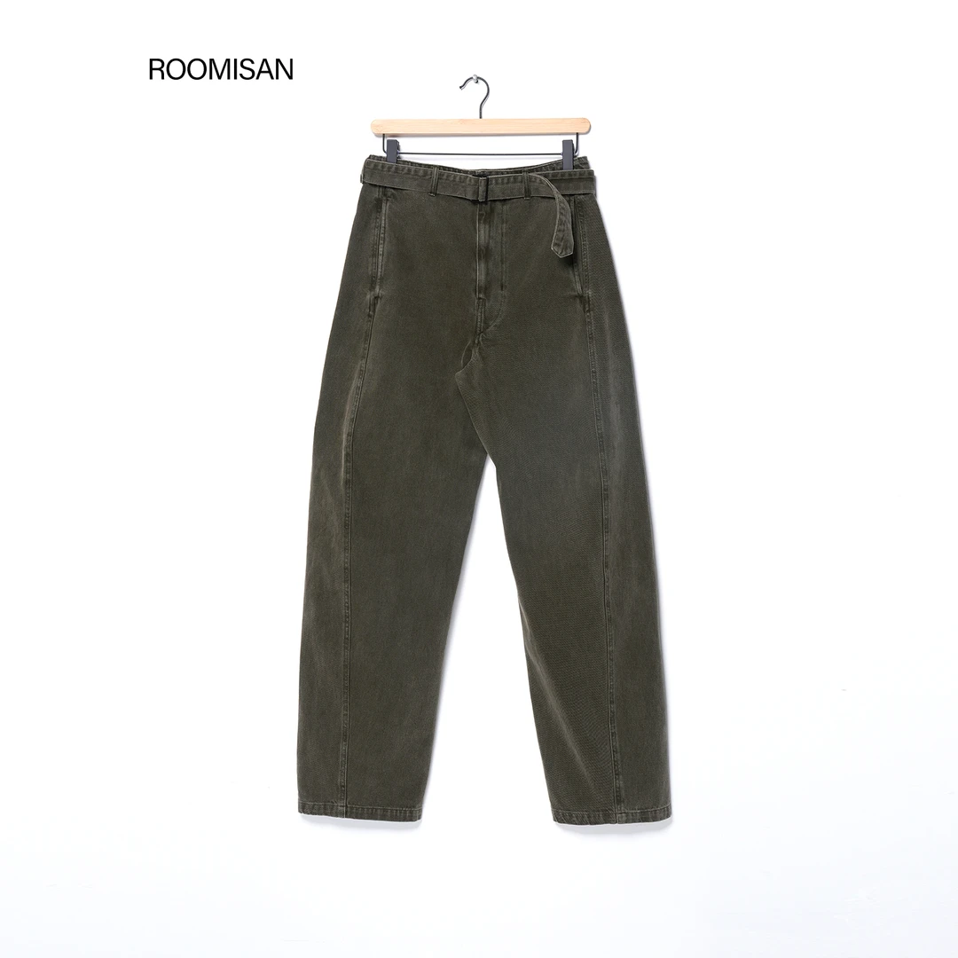 ROOMISAN【柔系美式. Le军绿色裤经典镰刀牛仔裤】25970