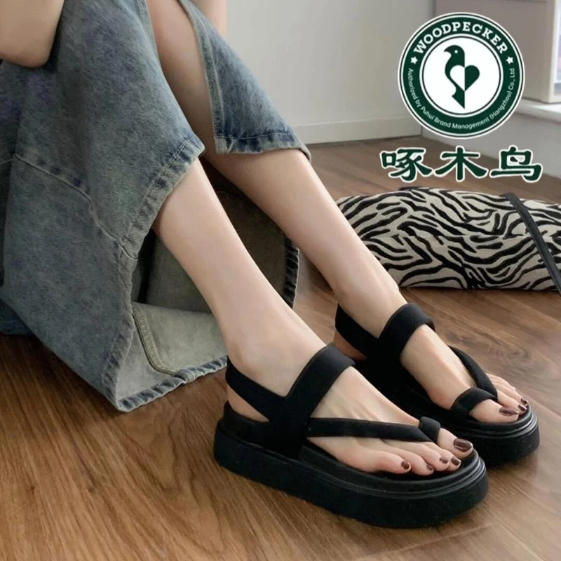啄木鸟罗马凉鞋女2025夏季新款套趾百搭厚底爆款运动休闲沙滩鞋子