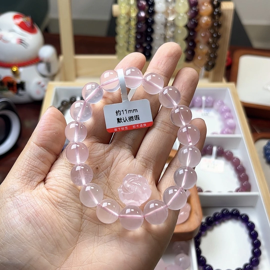 水晶手链未镶嵌脸*11mm星光粉水晶