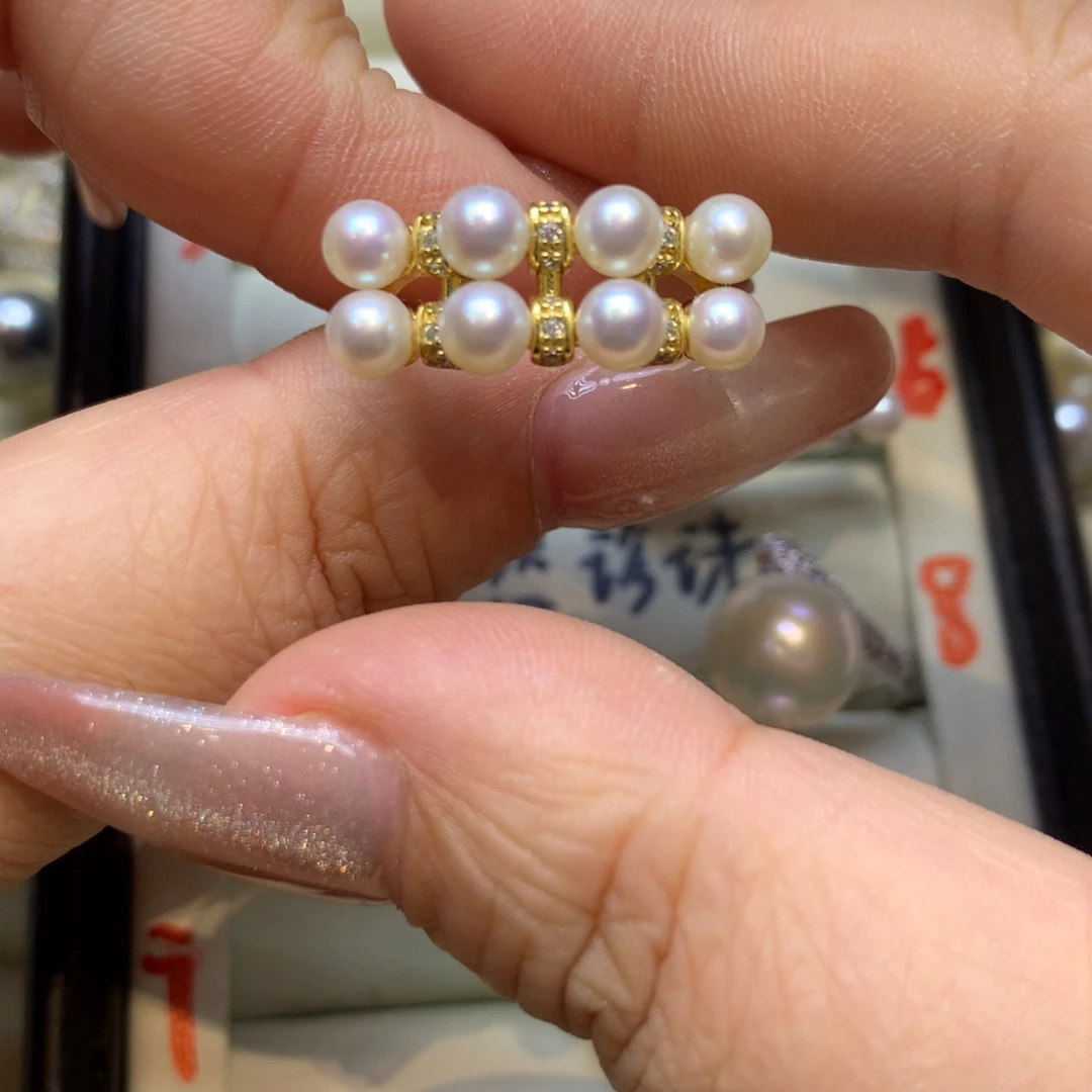 银S925镶嵌戒指淡水珍珠