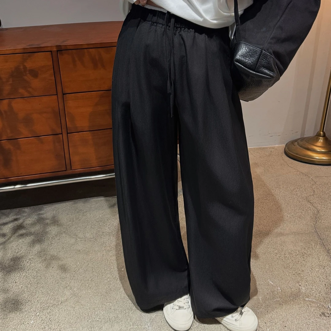 今婷黑色休闲裤女款爆款2025新款女装夏季薄阔腿直筒裤子-HX25111