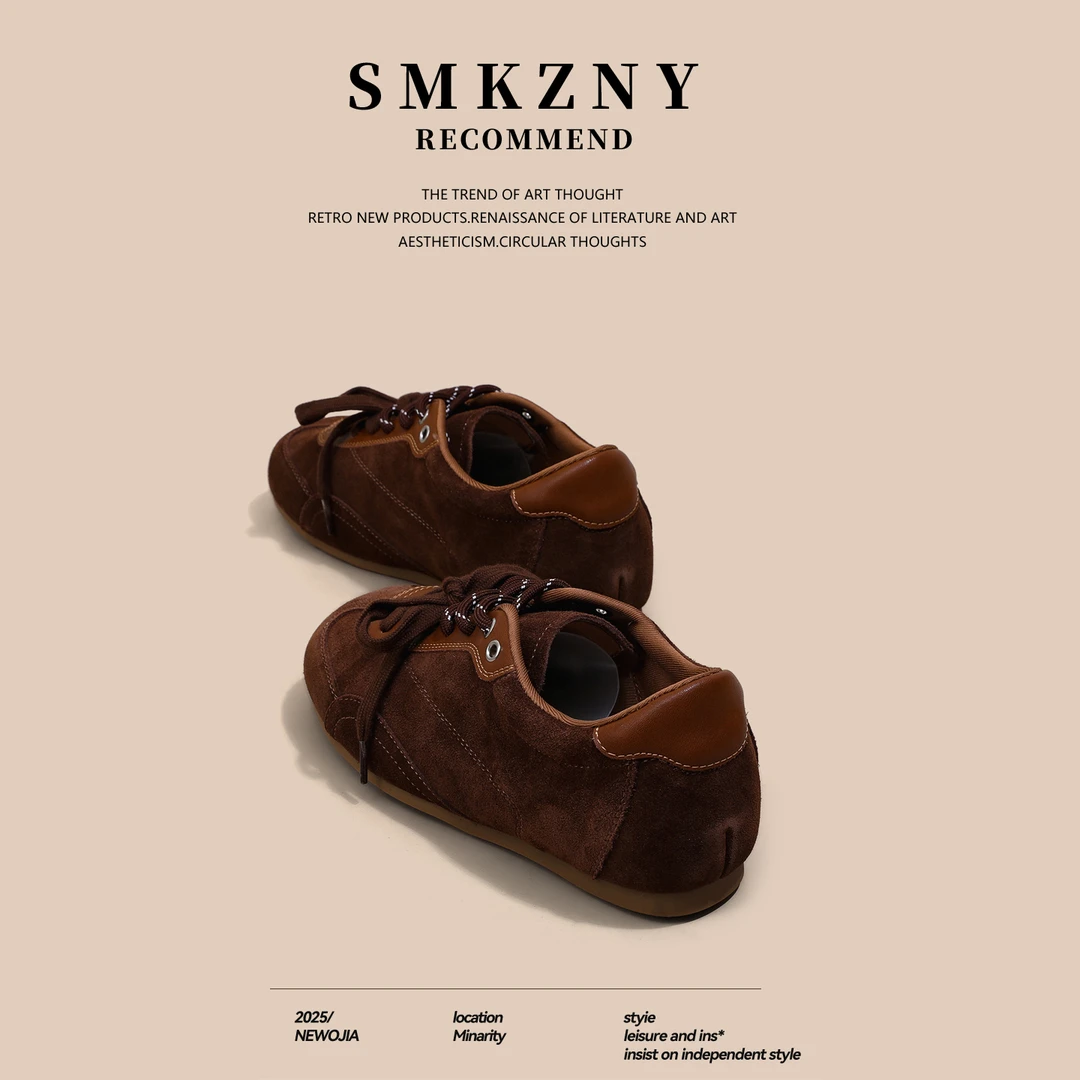 内增高德训鞋女款2025秋季新款百搭牛皮复古轻便休闲运动阿甘板鞋