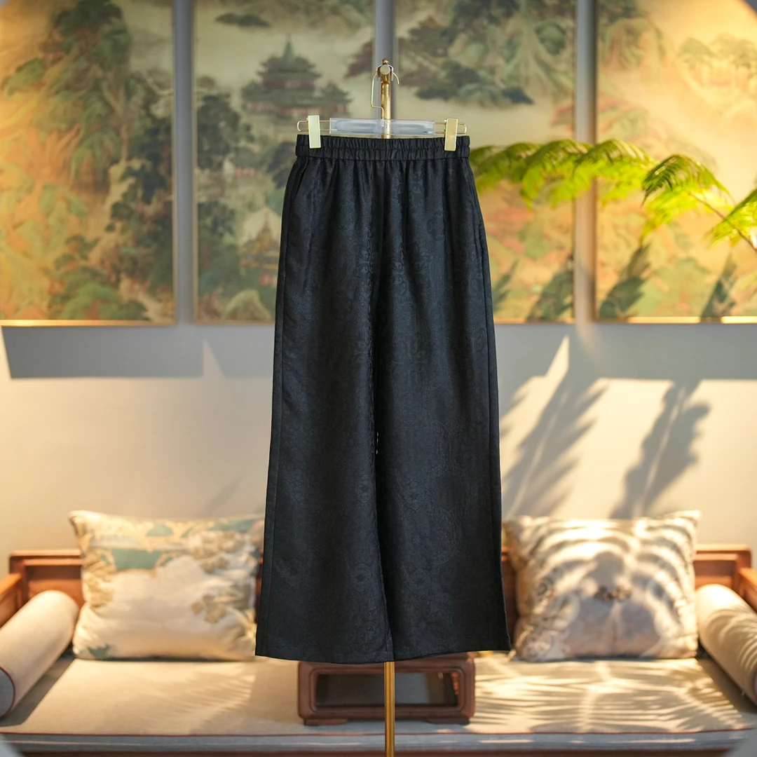 蓝大【梦莲】桑蚕丝松紧休闲裤7577