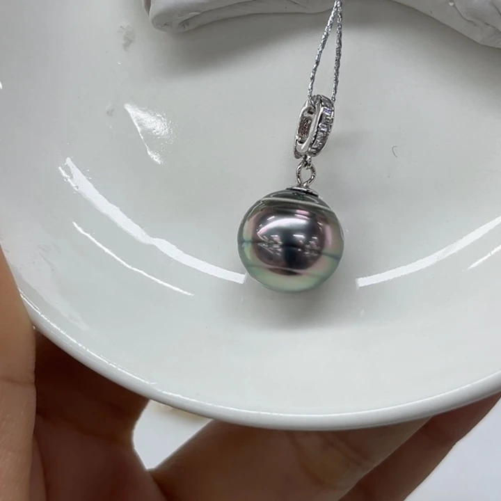 银S925镶嵌吊坠(不含链)海水珍珠12-13mm77号