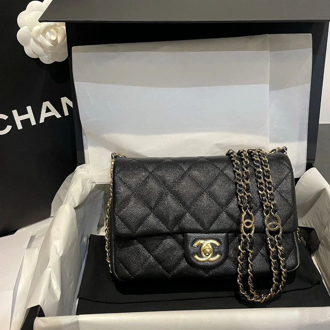 99新 Chanel/香奈儿 8262|香奈儿23c双c黑金荔枝牛芯片新款荔枝皮