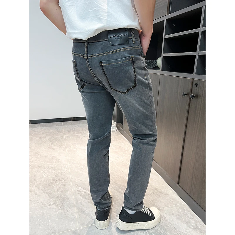 轻奢2025新款高端欧货洗水牛仔裤男士修身小直筒弹力休闲裤男款