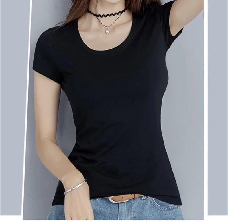 时尚标准短袖紧身半袖纯色T恤常规款圆领速干