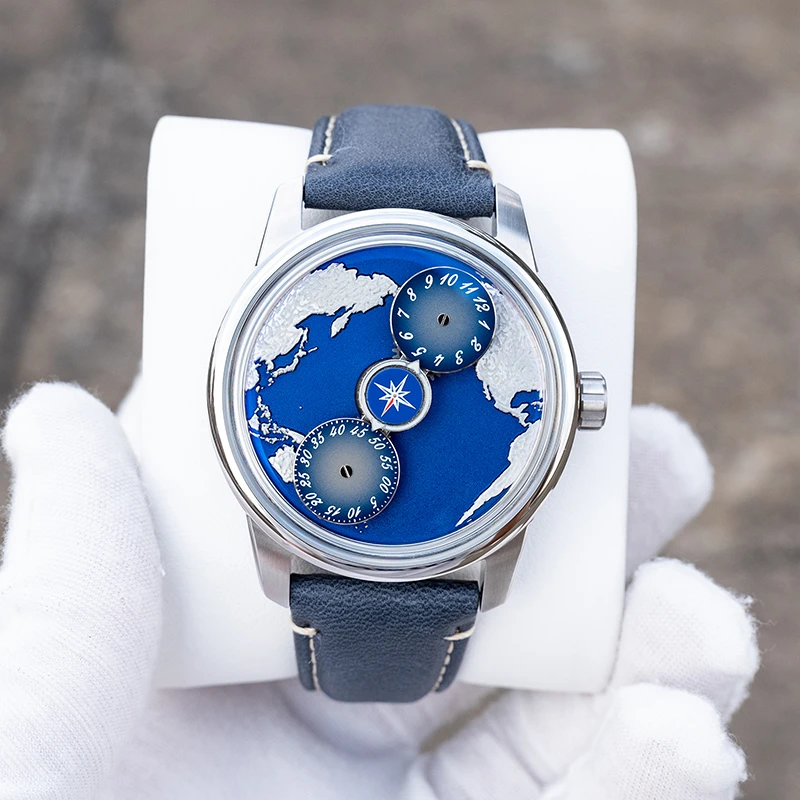 潮时尚设计款斗转星移个性全自动机械表小众十大蓝色星球男士手表