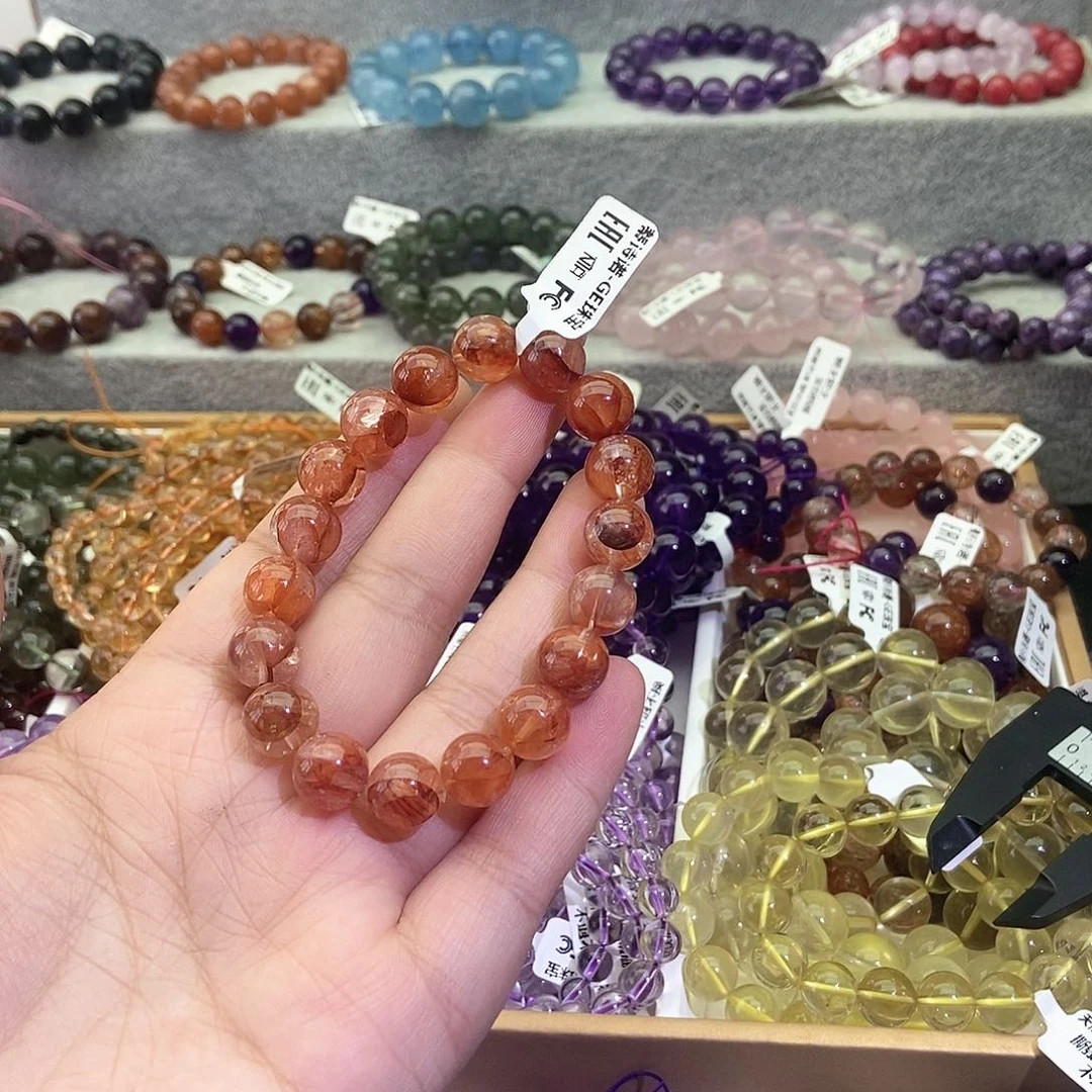 水晶手链未镶嵌鸽血红娇花11+