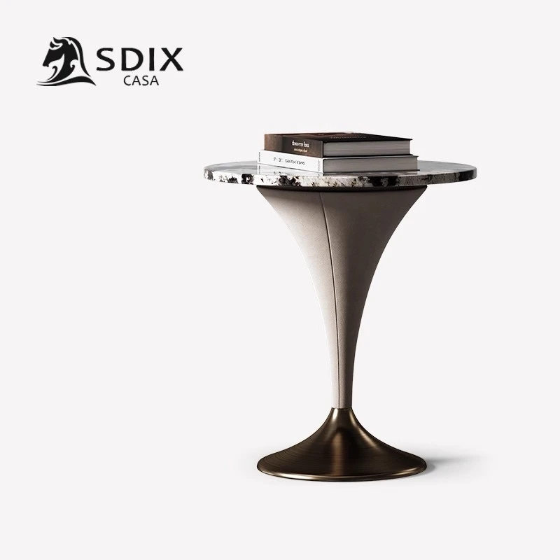 诗帝轩轻奢天然大理石奢石高姿小边几设计师高级感大平层沙发角几