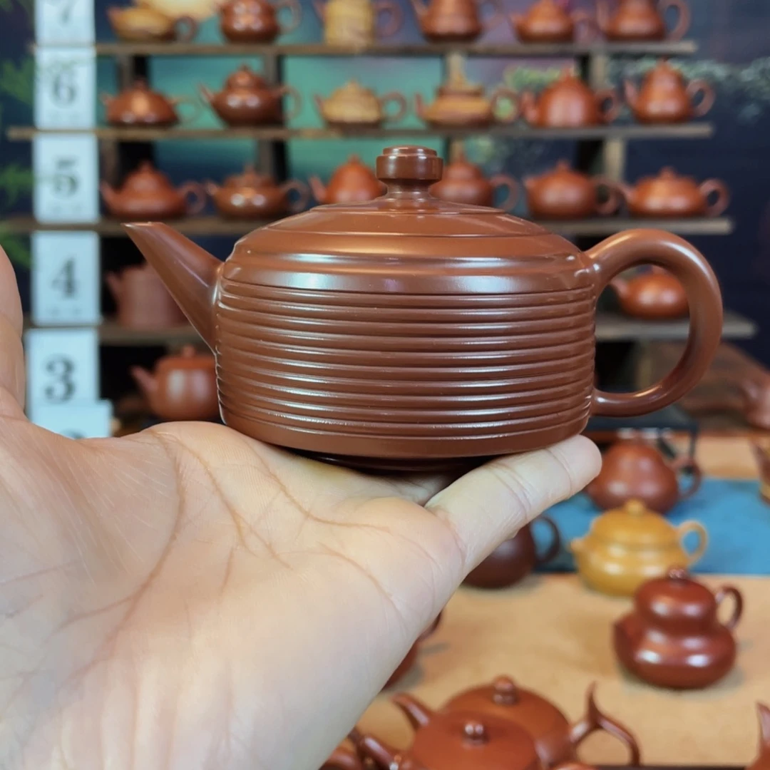 茶壶紫砂千**买潮州手工手把朱泥水磨周口壶