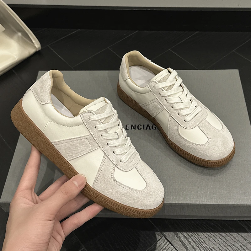 特价德迅复古百搭拼色小众系带运动平底板鞋休闲德训女鞋夏