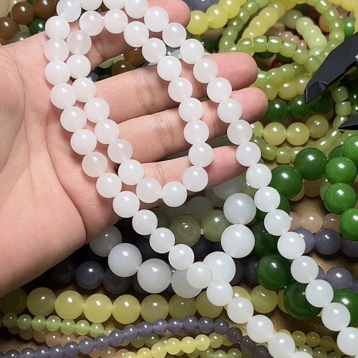 脂白10mmm手链项链一套