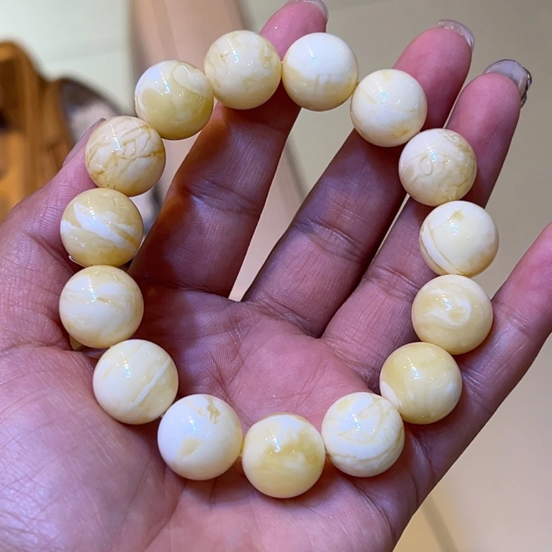 手链琥珀未镶嵌14➕浓蜡圆珠手串