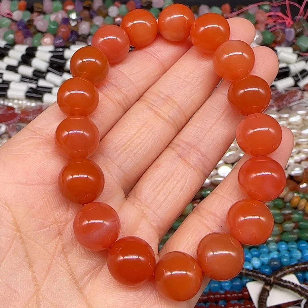 玛瑙/玉髓合金珠宝半成品南红11mm单圈一条