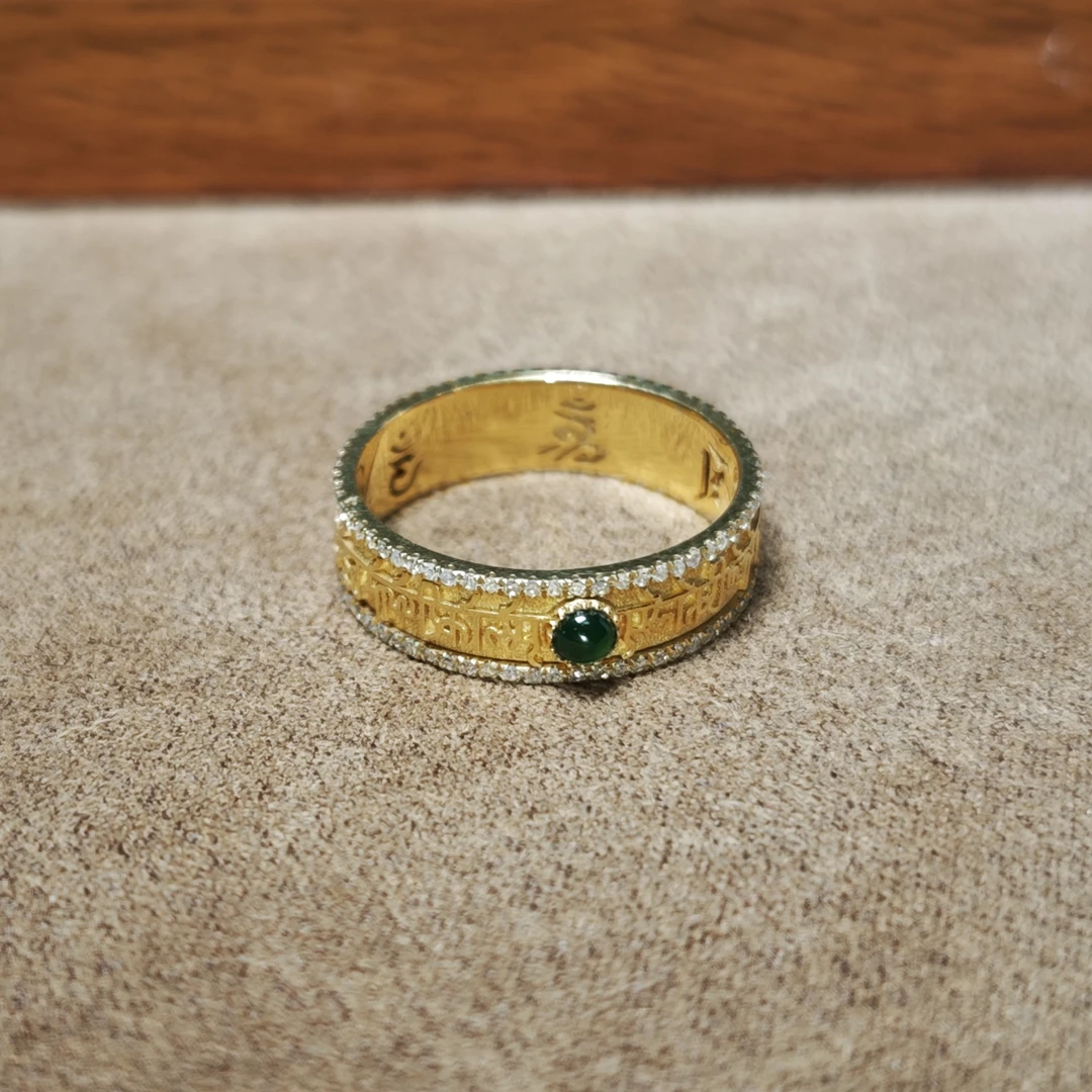 【画子甄选】18K金古法镶嵌戒指-设计款可旋转