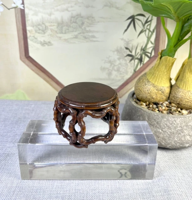 小叶黄杨木仿古做旧（竹节底座）长度7高度5.5摆件搭配复古怀旧工艺