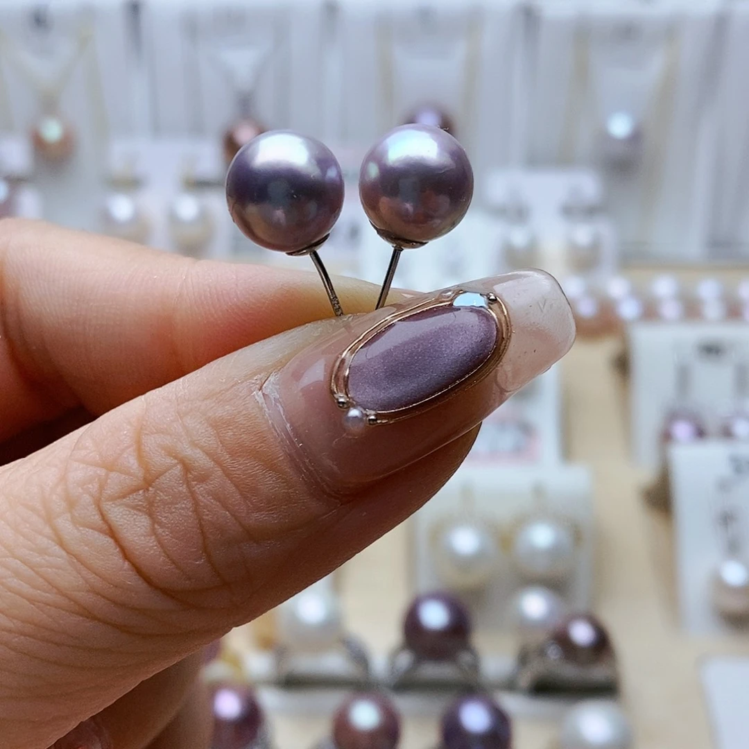 淡水珍珠耳饰银S925镶嵌