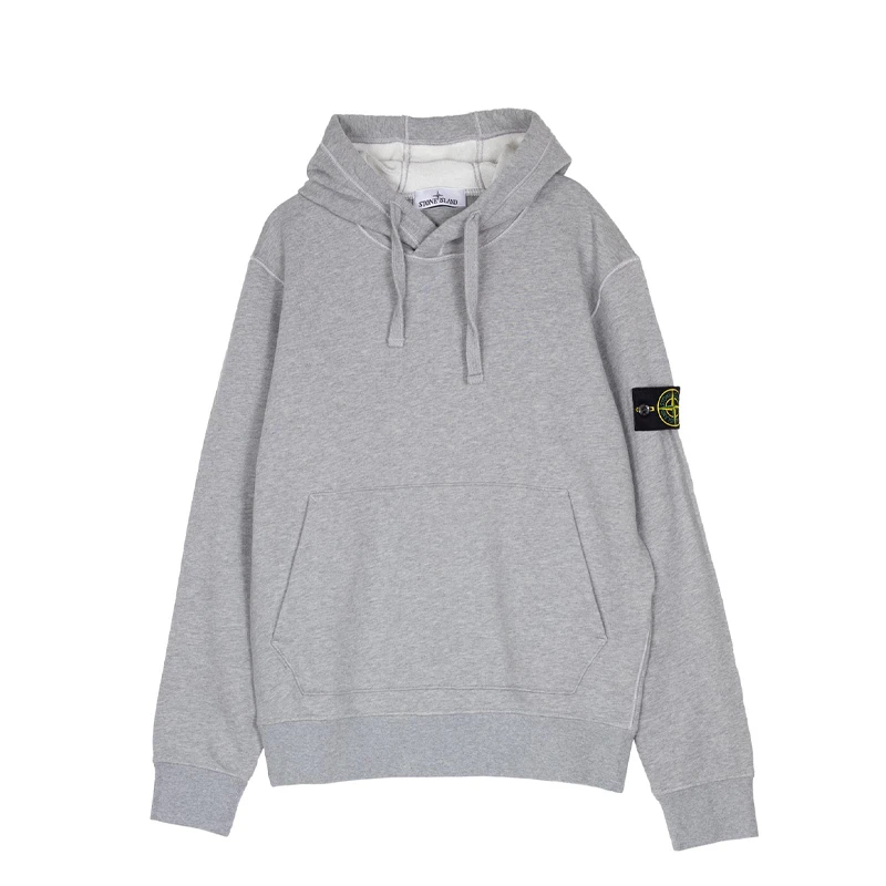 STONE ISLAND石头岛 SS23 Logo贴花抽绳连帽套头长袖卫衣 灰色