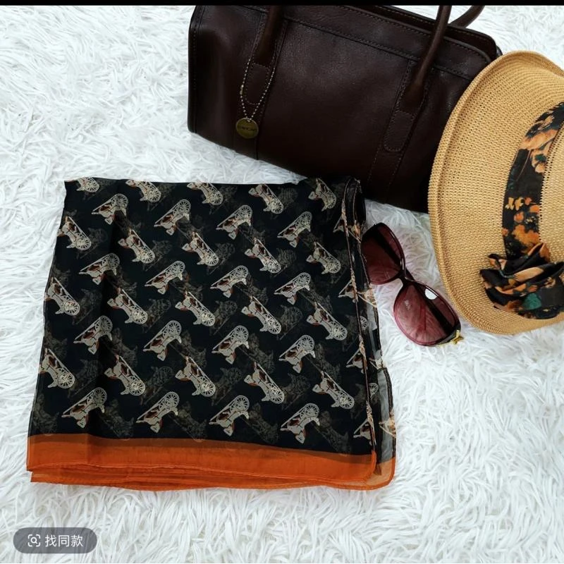 1132 优雅百搭法式成人薄款不起球时尚百搭小马车丝巾