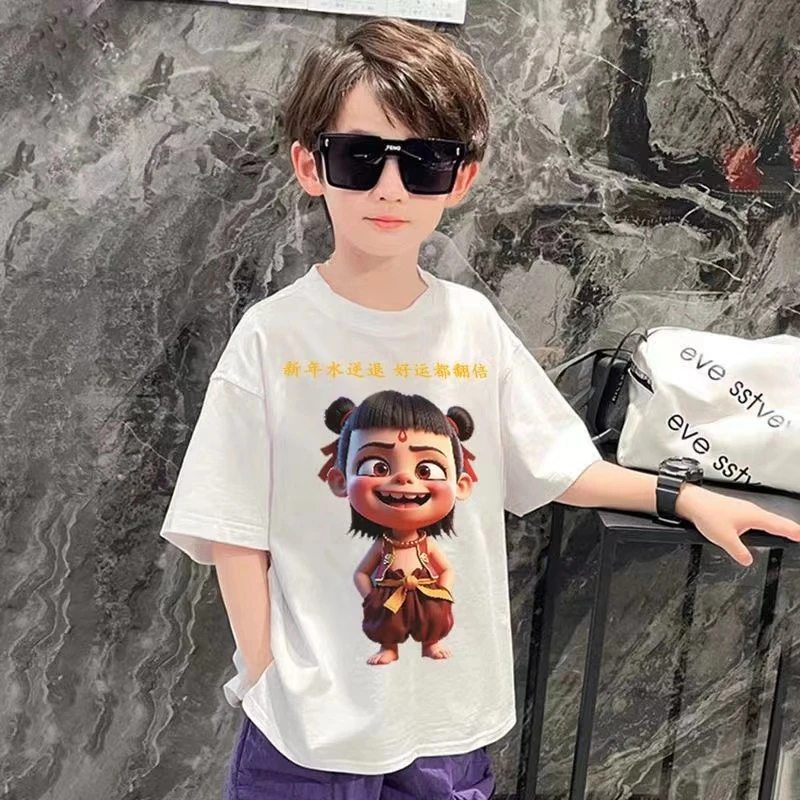 哪吒闹海（好运哪吒）宽松纯棉短袖T恤男女童